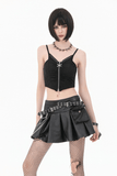 Chic Women's Pleated Mini Skirt With Lace-Up Waist Accents