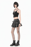 Chic Women's Pleated Mini Skirt With Lace-Up Waist Accents
