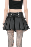 Chic Women's Pleated Mini Skirt With Lace-Up Waist Accents
