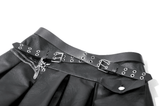 Chic Women's Pleated Mini Skirt With Lace-Up Waist Accents
