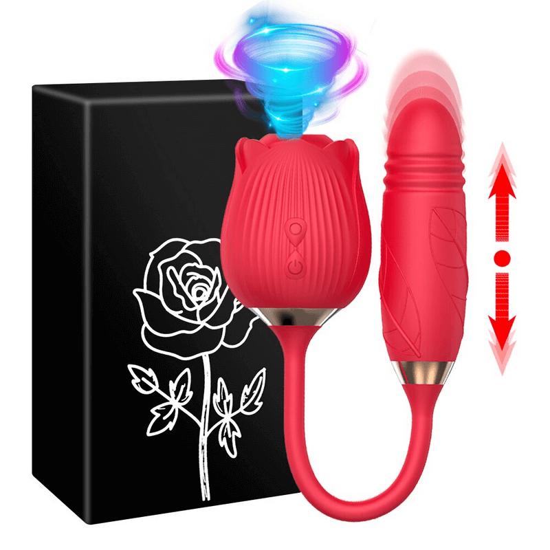 2in1 Clit Suction and Vaginal Telescopic Vibrator / 10-speed Rose-shaped Vibrator / Women's Sex Toys - EVE's SECRETS