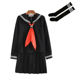 Cosplay Sailor Uniform Costume / Long Sleeve Shirt With Pleated Skirt And Neckerchief - EVE's SECRETS