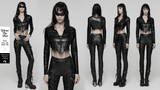 Cropped Jacket with Studded Rivets and Lace-Up Trim
