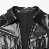 Cropped Jacket with Studded Rivets and Lace-Up Trim