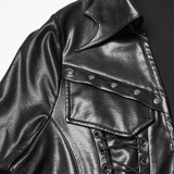 Cropped Jacket with Studded Rivets and Lace-Up Trim