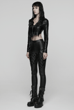 Cropped Jacket with Studded Rivets and Lace-Up Trim