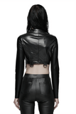 Cropped Jacket with Studded Rivets and Lace-Up Trim
