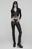 Cropped Jacket with Studded Rivets and Lace-Up Trim