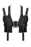 Cropped Top with Buckled Straps and Metal Accents
