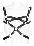 Cross-strap Leather Loop with Metal Shoulder Embellishments