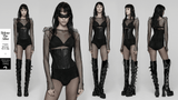 Cyberpunk Black Waist Corset with Stylish Lace-Up Detail