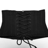 Cyberpunk Black Waist Corset with Stylish Lace-Up Detail