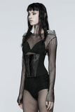 Cyberpunk Black Waist Corset with Stylish Lace-Up Detail