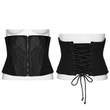 Cyberpunk Black Waist Corset with Stylish Lace-Up Detail