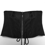 Cyberpunk Black Waist Corset with Stylish Lace-Up Detail