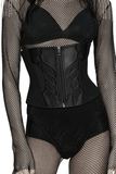 Cyberpunk Black Waist Corset with Stylish Lace-Up Detail
