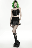 Cyberpunk Buckled Pleated Black Skirt with Laces