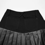 Cyberpunk Buckled Pleated Black Skirt with Laces