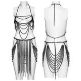 Cyberpunk Chain Body Harness and Fringe Jewelry
