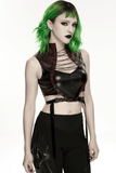 Cyberpunk Gothic Lace Up Faux Leather Crop Top