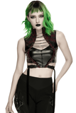 Cyberpunk Gothic Lace Up Faux Leather Crop Top