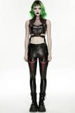 Cyberpunk Gothic Lace Up Faux Leather Crop Top