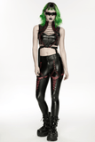 Cyberpunk Gothic Lace Up Faux Leather Crop Top