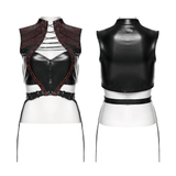 Cyberpunk Gothic Lace Up Faux Leather Crop Top