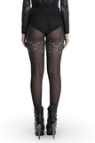 Cyberpunk Gradient Print Leggings with Skull Mesh Detailing