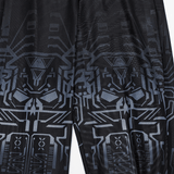 Cyberpunk Gradient Print Leggings with Skull Mesh Detailing