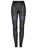 Cyberpunk Gradient Print Leggings with Skull Mesh Detailing