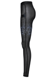 Cyberpunk Gradient Print Leggings with Skull Mesh Detailing