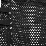Cyberpunk Mesh Top for Men with Studded Faux Leather Design