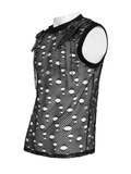 Cyberpunk Ripped Mesh Top with Buckled Shoulder Straps