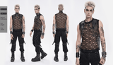 Cyberpunk Ripped Mesh Top with Buckled Shoulder Straps