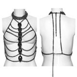Cyberpunk Skull Chain Body Harness Gothic for Women