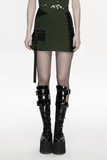Cyberpunk Utility Mini Skirt with Laced-Up and Pockets