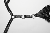 Daring PU Leather Body Harness with Choker for Women