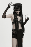 Dark Fluffy Gothic Gloves with Demon Claws and Edgy Cuffs