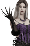 Dark Fluffy Gothic Gloves with Demon Claws and Edgy Cuffs