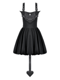 Dark Goth Ebony Dress with Winged Corset and Love Accent
