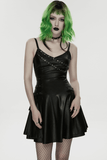 Dark Goth Flared Mini Dress with Studs and Crossover Rear