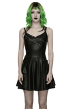 Dark Goth Flared Mini Dress with Studs and Crossover Rear