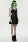 Dark Goth Flared Mini Dress with Studs and Crossover Rear