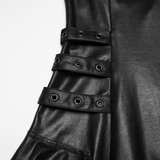 Dark Goth Flared Mini Dress with Studs and Crossover Rear