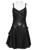 Dark Goth Flared Mini Dress with Studs and Crossover Rear