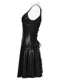 Dark Goth Flared Mini Dress with Studs and Crossover Rear