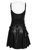 Dark Goth Flared Mini Dress with Studs and Crossover Rear