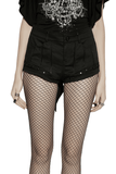 Dark Goth Low Rise Shorts with Buckle and Metal Studs