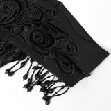 Dark Gothic Lace Off-Shoulder Dress with Ruffles and Pearls